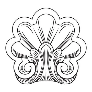 Ornate engraved baroque design element seashell vector Stock Illustration