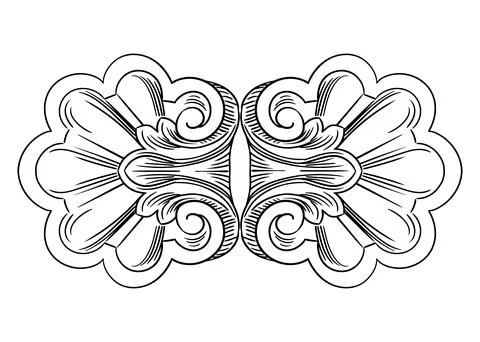 Ornate engraved baroque design element vector Stock Illustration