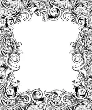 Ornate engraved baroque frame Illustrazione stock