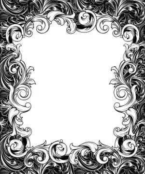 Ornate engraved baroque frame Stock Illustration