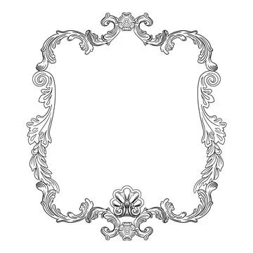 Ornate engraved frame baroque design element vector illustration Stock Illustration
