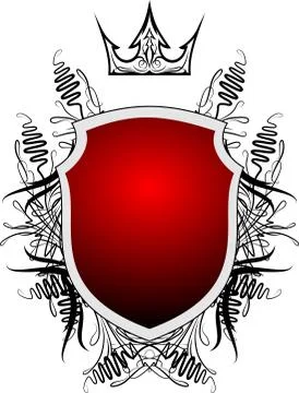 Ornate escutcheon with crown Stock Illustration