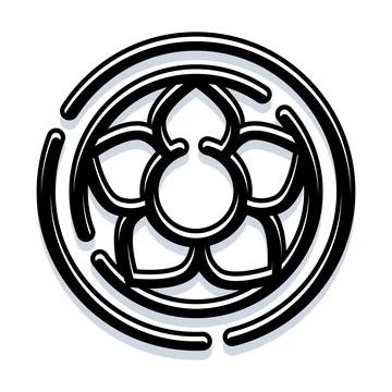 Ornate floral mandala pattern design with abstract symbol Stock Illustration