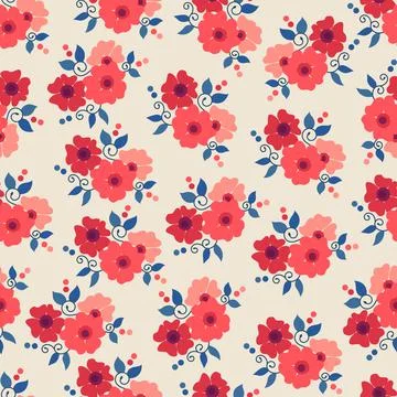 Ornate floral seamless pattern design of abstract flower bouquet Illustrazione stock