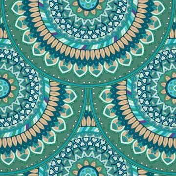 Ornate floral seamless texture, endless pattern with vintage mandala elements Illustrazione stock