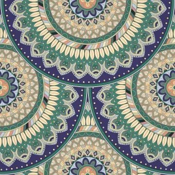 Ornate floral seamless texture, endless pattern with vintage mandala elements Illustrazione stock