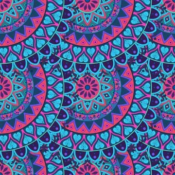 Ornate floral seamless texture, endless pattern with vintage mandala elements Illustrazione stock