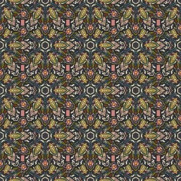Ornate floral seamless texture, endless pattern with vintage mandala elements Illustrazione stock