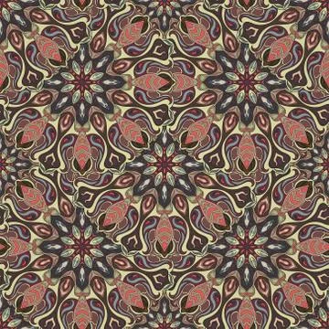 Ornate floral seamless texture, endless pattern with vintage mandala elements Illustrazione stock