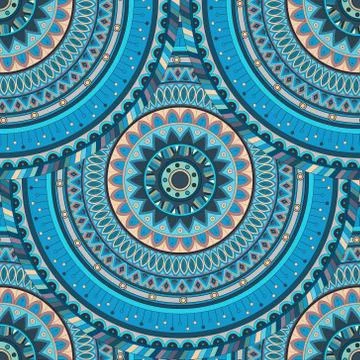 Ornate floral seamless texture, endless pattern with vintage mandala elements Illustrazione stock