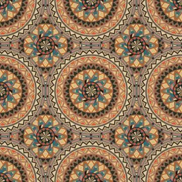 Ornate floral seamless texture, endless pattern with vintage mandala elements Stock Illustration