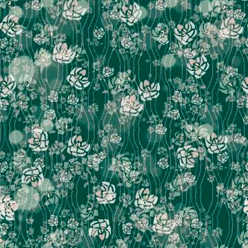 Ornate Floral Vector seamless pattern with Many softness roses Stock Illustration
