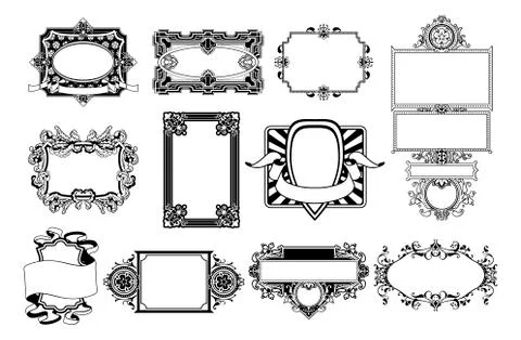Ornate frame and border design elements Illustrazione stock