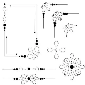 Ornate frame and borders set vector Stock Illustration