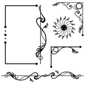 Ornate frame and borders set vector Stock Illustration