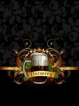 Ornate frame with beer elements 스톡 일러스트