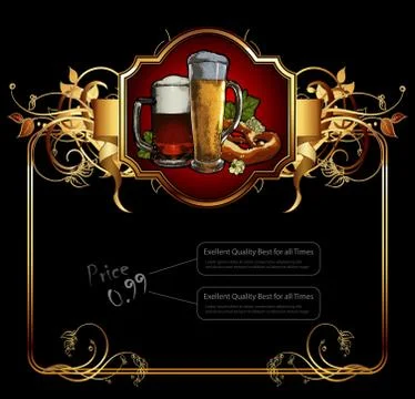 Ornate frame with beer elements Illustrazione stock