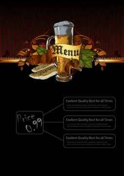 Ornate frame with beer elements Stock Illustration