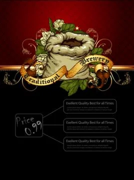 Ornate frame with beer Stock Illustration