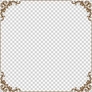 Ornate frame is being shown in flat design, featuring brown filigree scrolls Illustrazione stock