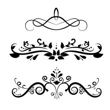 Ornate frame elements. Vintage and filigree decoration. Ornament scroll swirls Stock Illustration
