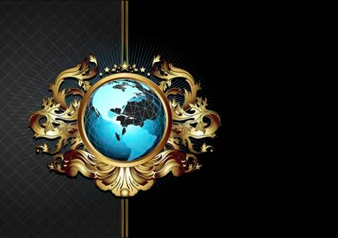 Ornate frame with globe Illustrazione stock