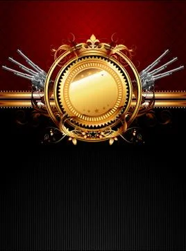 Ornate frame with guns Stock Illustration