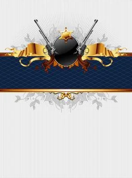 Ornate frame with guns Stock Illustration
