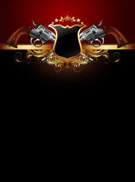 Ornate frame with guns Stock Illustration