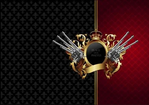 Ornate frame with guns Illustrazione stock