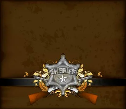 Ornate frame with sheriff star Stock Illustration