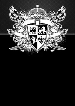 Ornate frame with shield Illustrazione stock