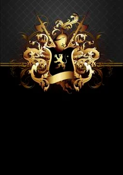 Ornate frame with shield Stock Illustration