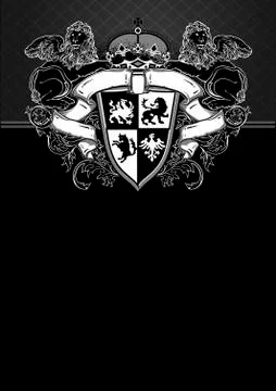 Ornate frame with shield Stock Illustration