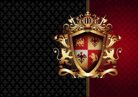 Ornate frame with shield Stock Illustration