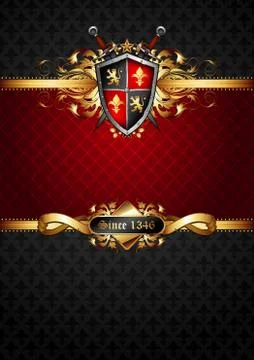 Ornate frame with shield Illustrazione stock
