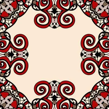 Ornate frame for text in red and light brown color. Art vintage decorative... Stock Photos