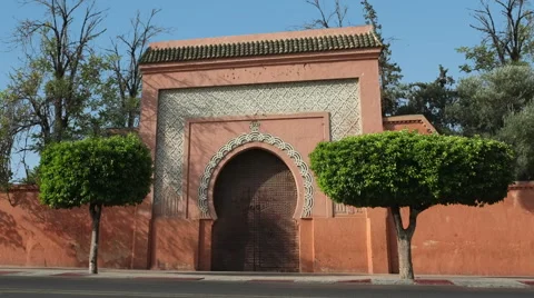 Ornate gateway in Marrakech Morocco Stock Footage 61746791