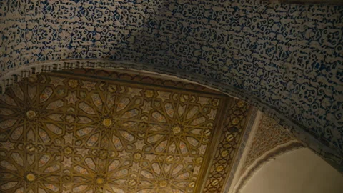 Ornate Geometric Ceiling And Decorative Moorish Patterns Stock Footage 333689039
