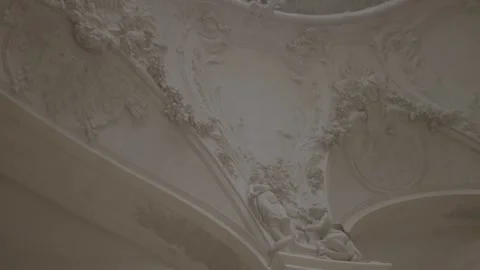 Ornate Gilded Vaulted Ceiling Interior Stock Footage 340546363