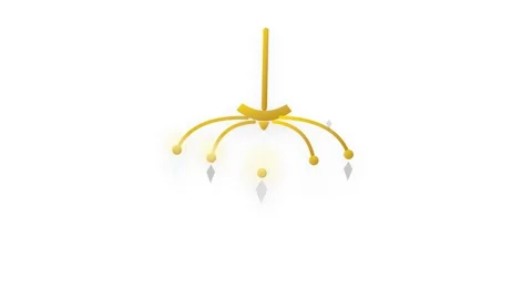 Ornate Gold Chandelier with Sequential Glowing Crystals and Pulsing Light E.. Stock-Footage 346007074