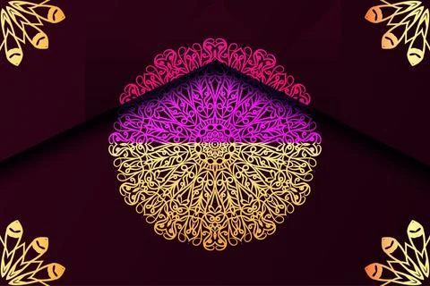 Ornate Gold Circles Creating a Complex Mandala on Red background Stock Illustration