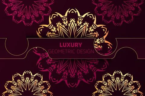 Ornate Gold Circles with Symmetrical Patterns on Bold Red and Black Backdrop Stock Illustration