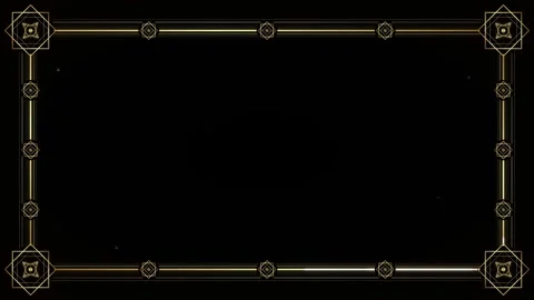 Ornate gold deco border frame on a black background with subtle sparkles 動画素材 335826285