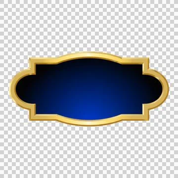 Ornate golden frame with deep blue center transparent background 库存插图