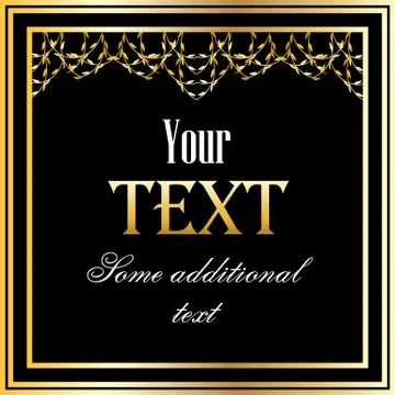 Ornate golden frame with leaf pattern and text template イラスト素材