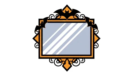 Ornate gothic Halloween mirror frame animation with glowing reflection glar.. 動画素材 342794576