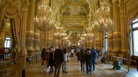 This ornate hall was designed to act as a drawing room for Paris society Stock Footage 121772773
