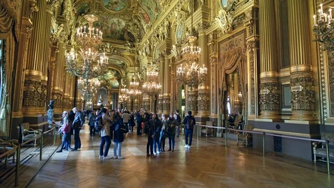 This ornate hall was designed to act as a drawing room for Paris society Stock Footage 121772774