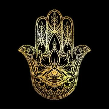 Ornate hand drawn hamsa. Stock Illustration